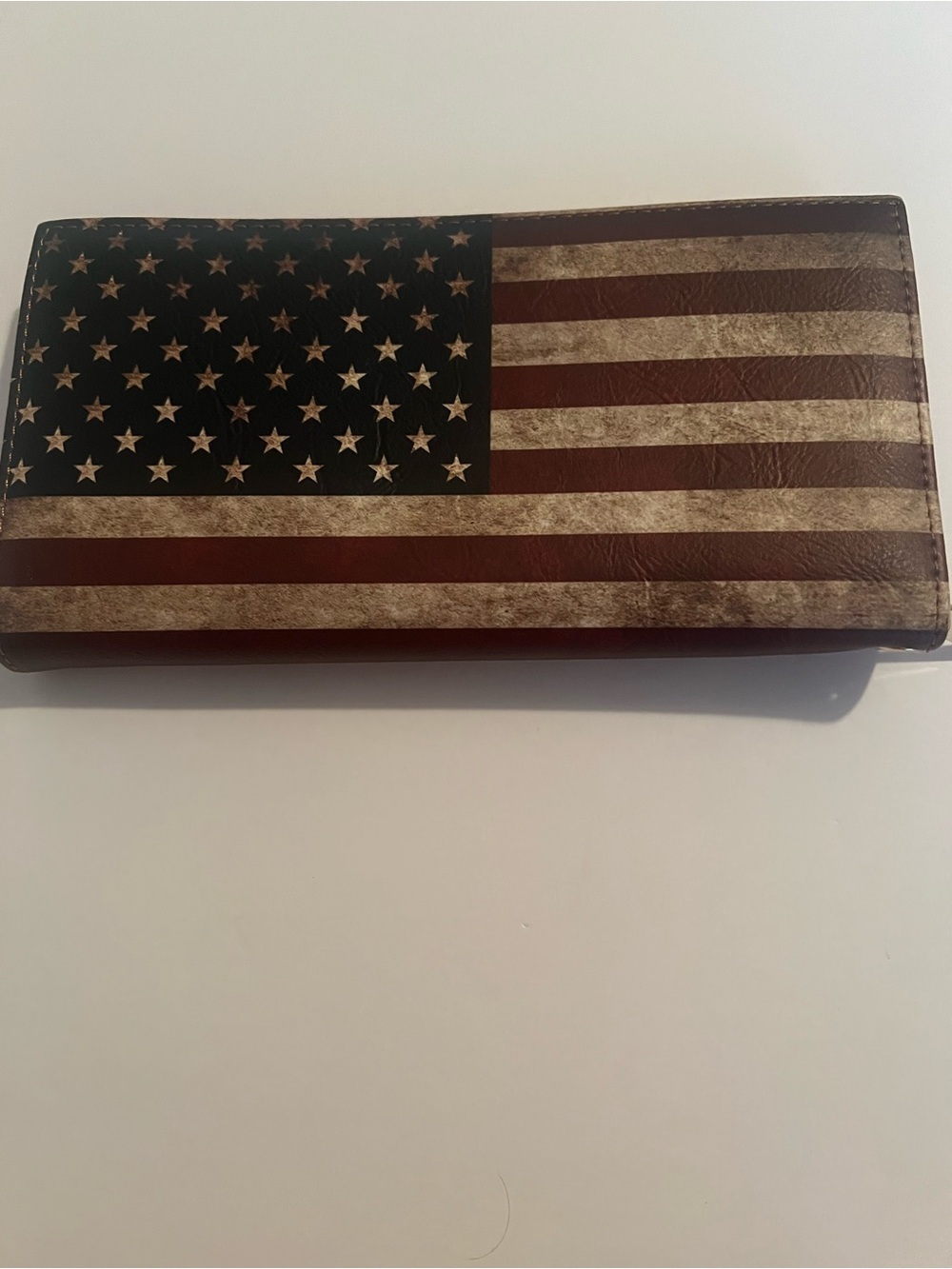 American Flag Wallet 4th of July Stars Stripes Rustic Red White Blue Zip Around